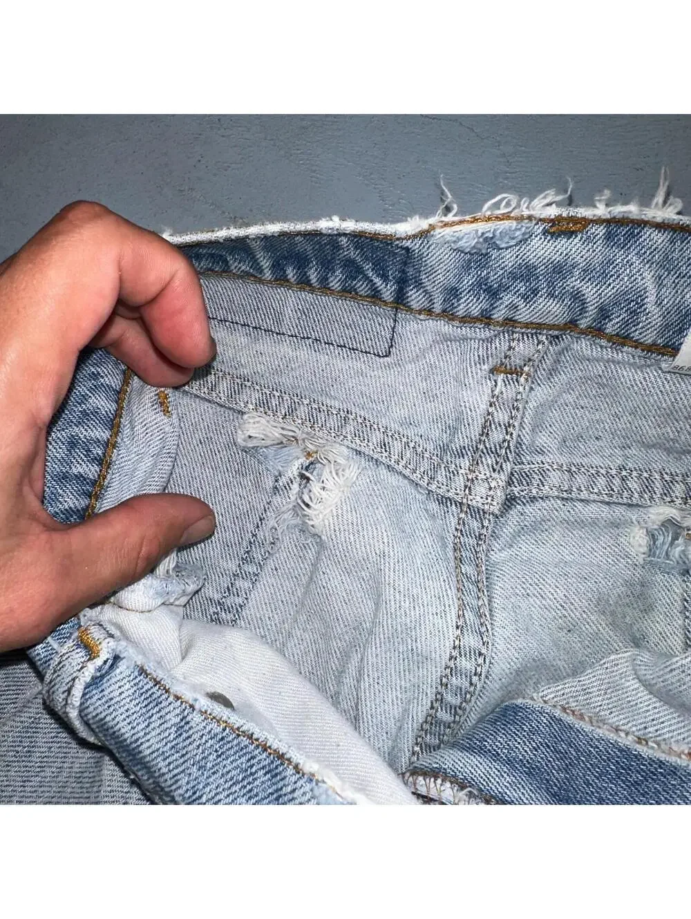 Levis 505 Vintage 90s Orange Tab Jeans 36x32 Thrashed Light Wash 501 Act 33x31